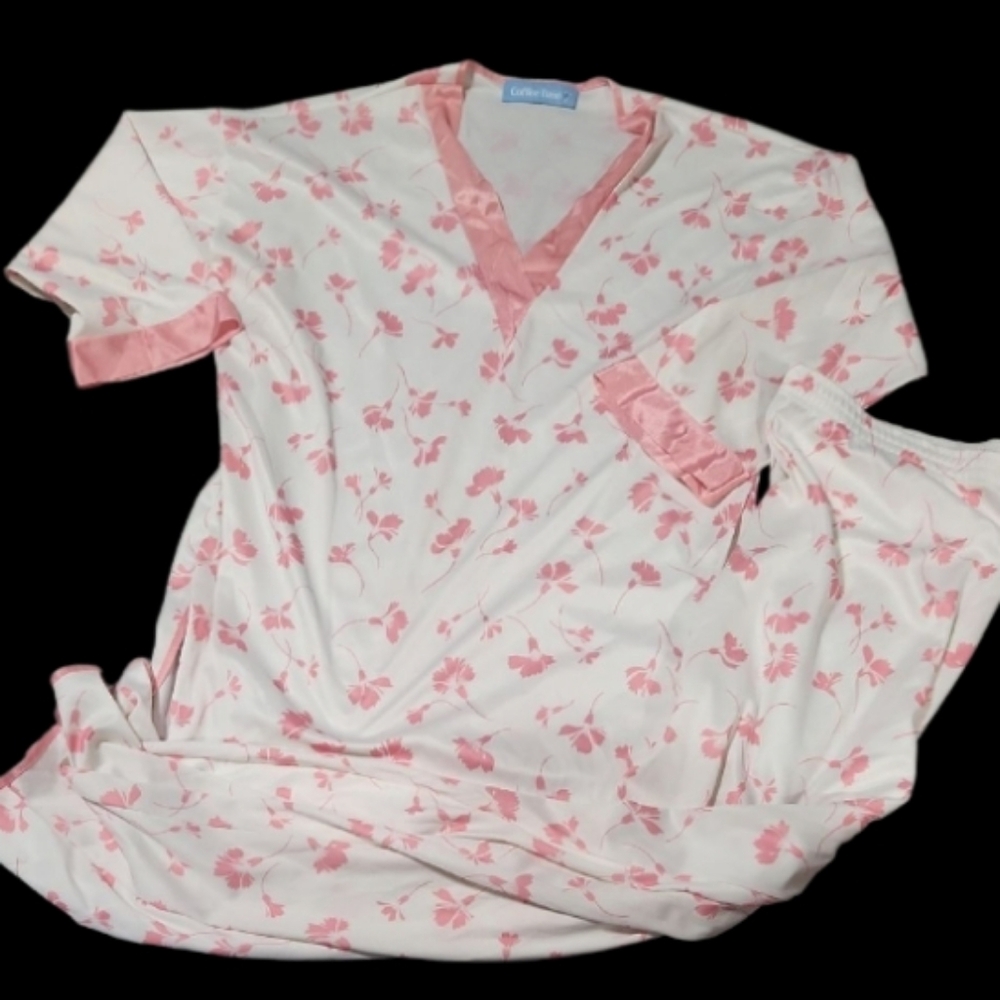 Vintage 90s Pink Floral Women's Sleepwear Set Lg
